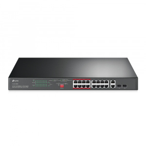 Tp-link Неуправляемый коммутатор PoE+ на 16 портов 10/100 Мбит/с и 2 гигабитных порта (TL-SL1218MP)