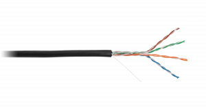 Кабель NETLAN U/UTP 4 пары, Кат.5e (Класс D), 100МГц, одножильный, BC (чистая медь), внешний 100м EC-UU004-5E-PE-BK-1